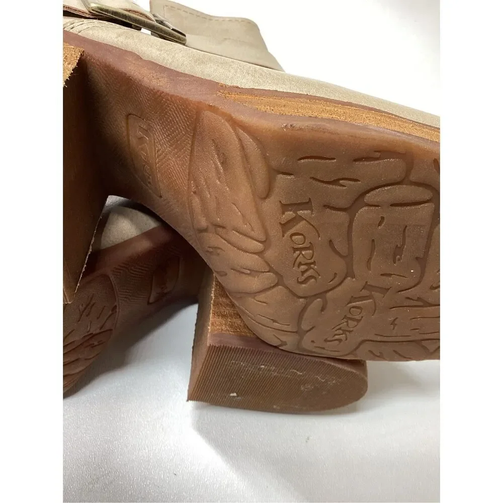 Korks kari block‎ heel boots in cream green